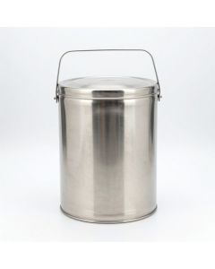 Stainless Steel Round Vessel with Lid Toggles and Handle, 25L